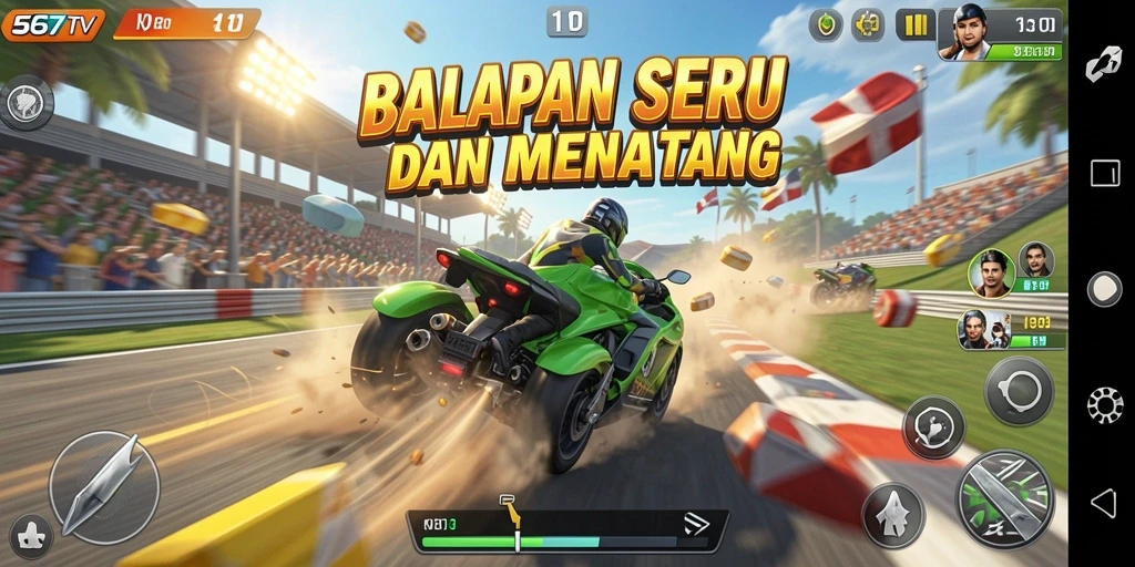 Tampilan gameplay balapan yang seru di 567TV.
