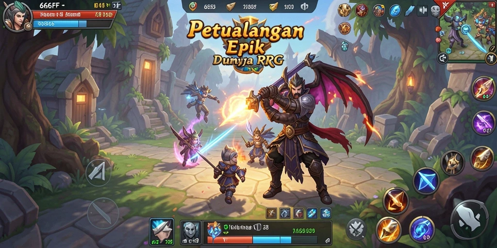 Gameplay seru dari 666FF dalam petualangan RPG.