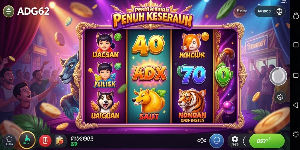 Tampilan seru gameplay Slot ADG62 yang penuh warna.