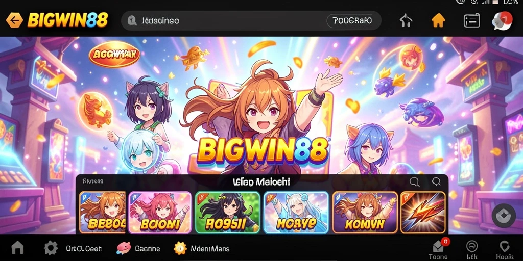 Tampilan utama gameplay BIGWIN88 dengan karakter Anime beraksi.