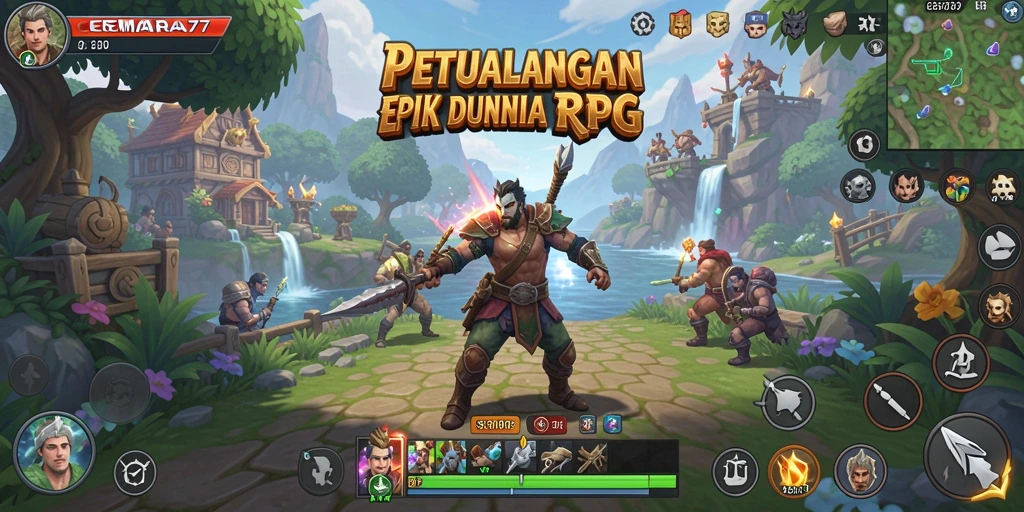 Tampilan gameplay CEMARA77 menampilkan aksi seru dan karakter yang unik.