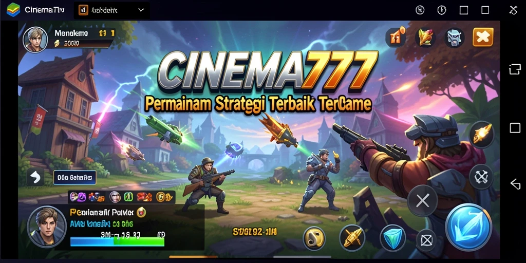 Screenshot utama CINEMA777 menampilkan aksi strategi yang mendebarkan.