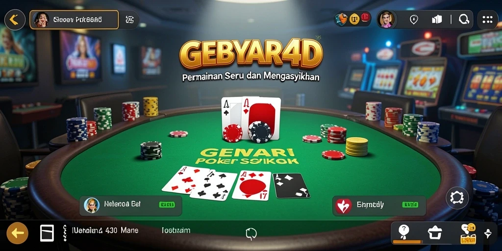 Tangkapan layar dari gameplay Poker yang mendebarkan di GEBYAR4D.