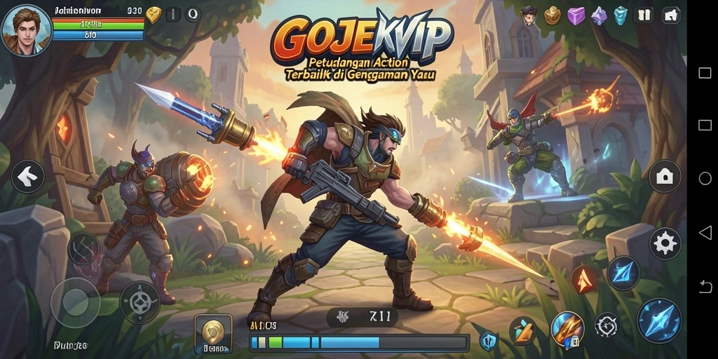 Screenshot gameplay GOJEKVIP menunjukkan aksi mendebarkan dalam permainan Action.