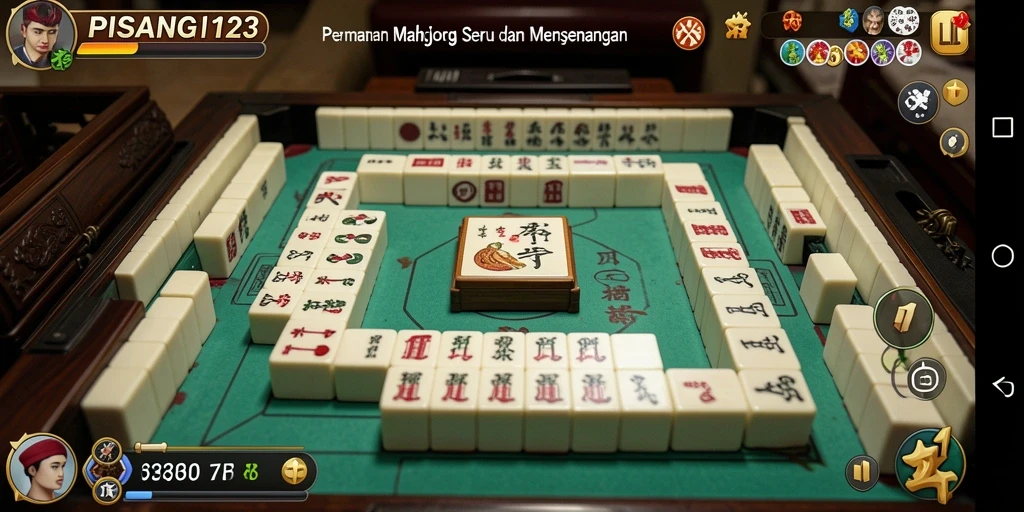 Screenshot gameplay utama PISANG123 dengan tampilan ubin Mahjong yang menarik.