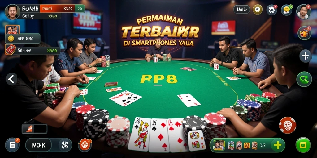 Tampilan gameplay poker yang seru dan kompetitif.
