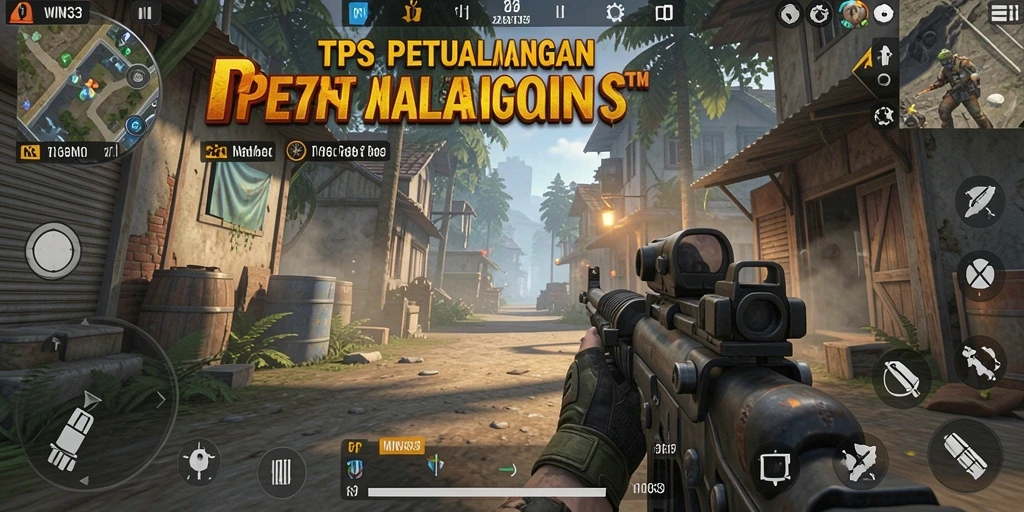 Screenshot gameplay WIN33 menampilkan aksi mendebarkan dalam mode TPS.